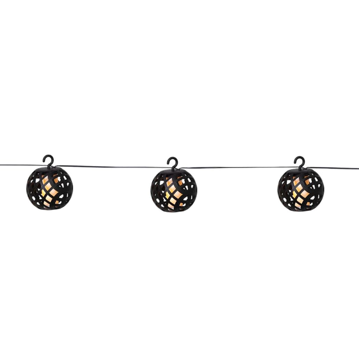 Star Trading Solar-Lichterkette mit Flammeneffekt, 8 Kugelleuchten, Schachbrettmuster, Solarpanel 20