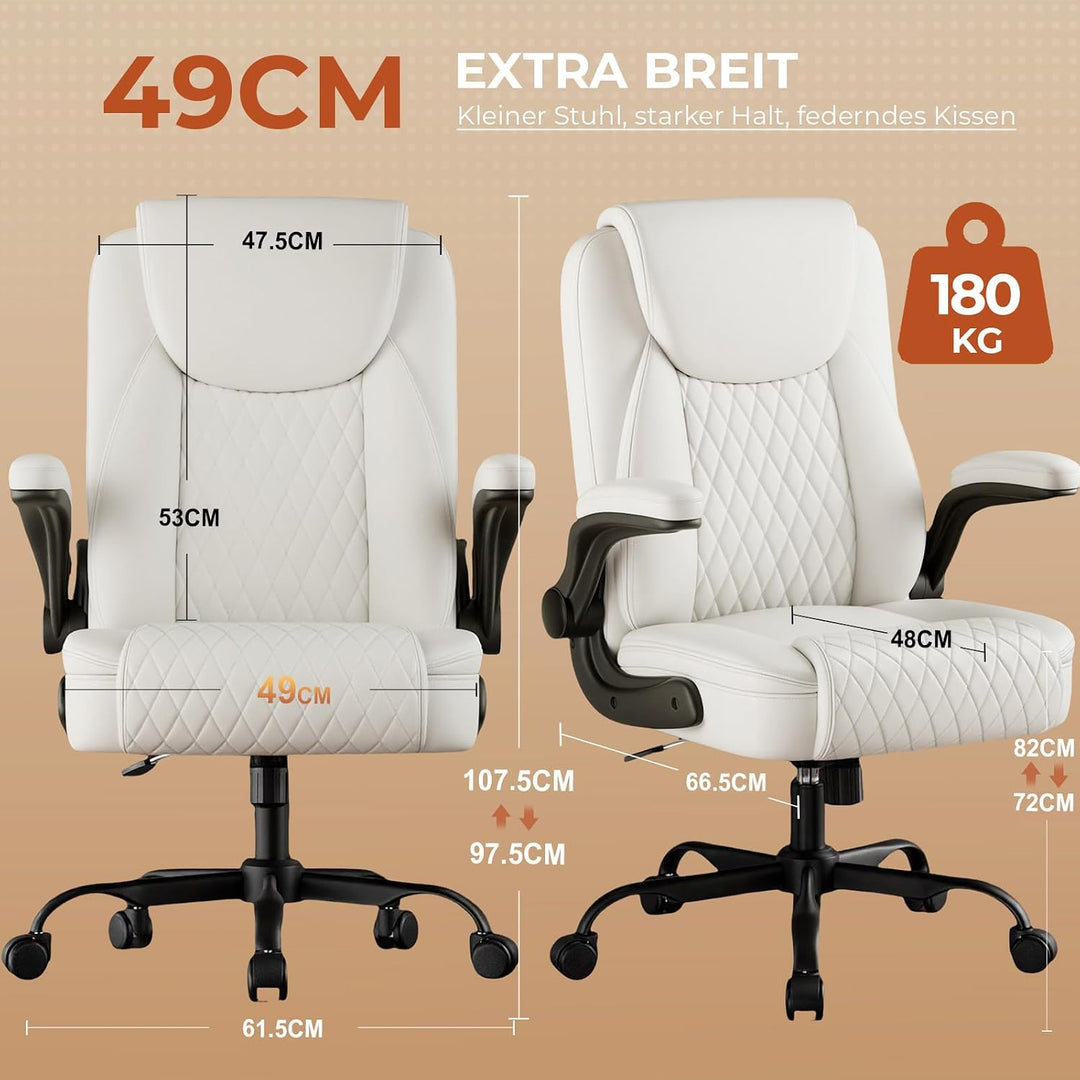 GTPLAYER Bürostuhl Ergonomisch, Schreibtischstuhl, Chefsessel mit Hoher Rückenlehne, Hochklappbaren