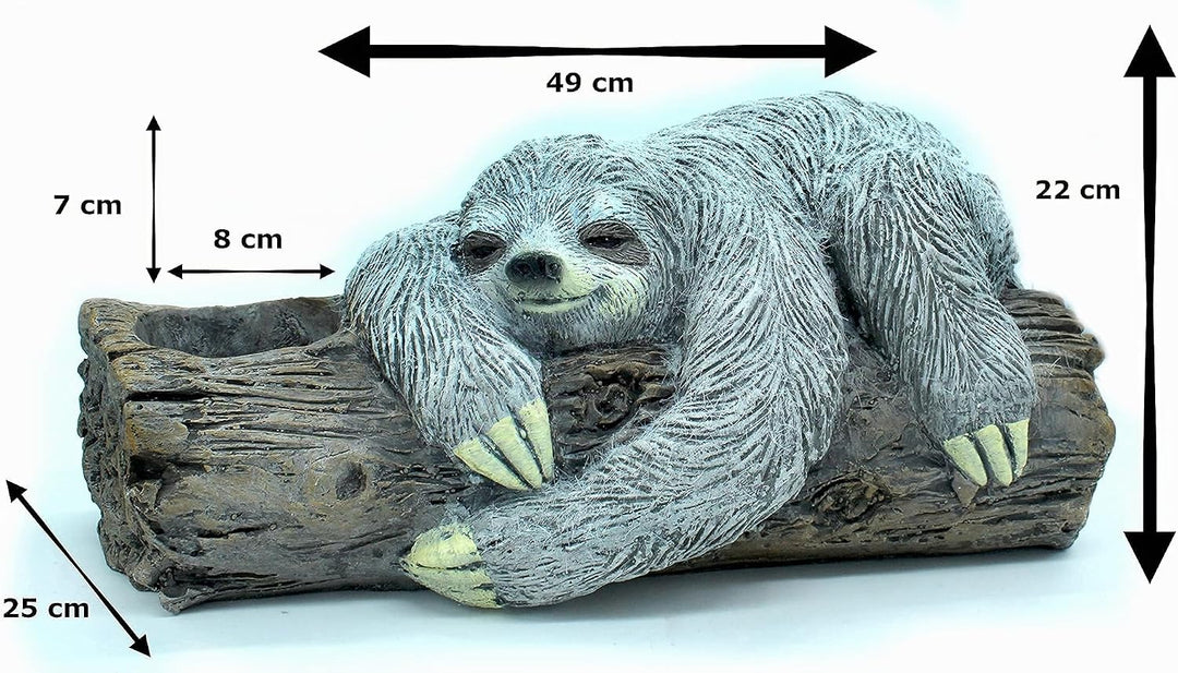 DARO DEKO Tier Figur in Stein-Optik (Faultier liegend bepflanzbar 49 x 22cm), Faultier Liegend Bepfl