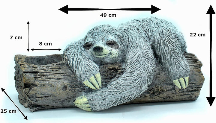 DARO DEKO Tier Figur in Stein-Optik (Faultier liegend bepflanzbar 49 x 22cm), Faultier Liegend Bepfl