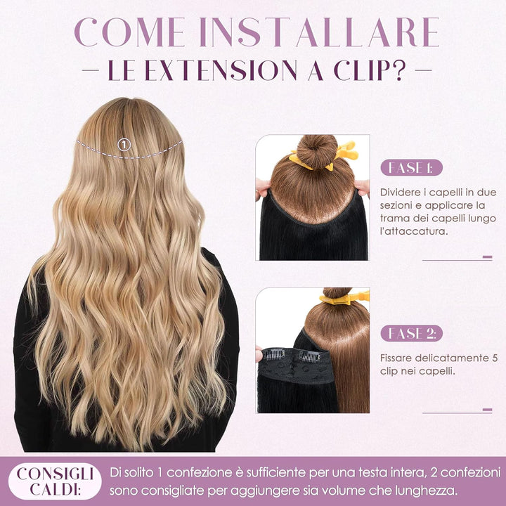UK-Fashion-Shop Extensions Echthaar Clip #1 Lackschwarz 30cm Unsichtbare Clip in Extensions Echtahha