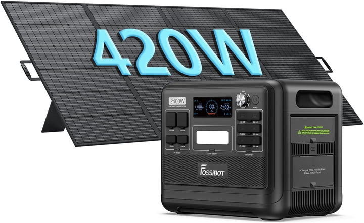 FOSSiBOT F2400 Solargenerator mit Solar panel 400W, 2048Wh, LiFePO4 Tragbare Powerstation, 3 Ausgang