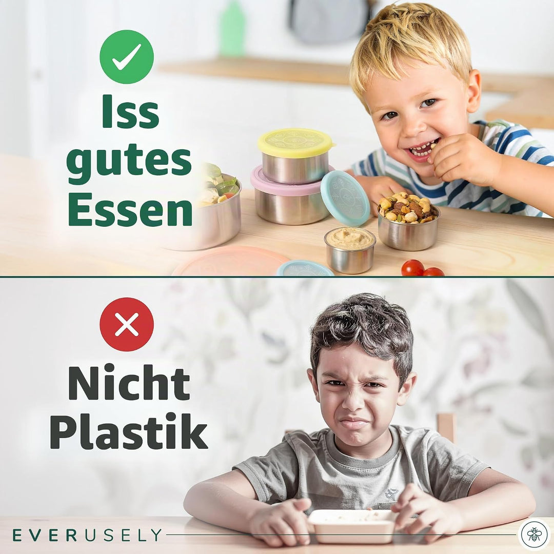 Everusely – Brotdose aus rostfreiem Stahl, auslaufsicher, mit Deckel – 5er-Set, Sorbet-Kollektion –