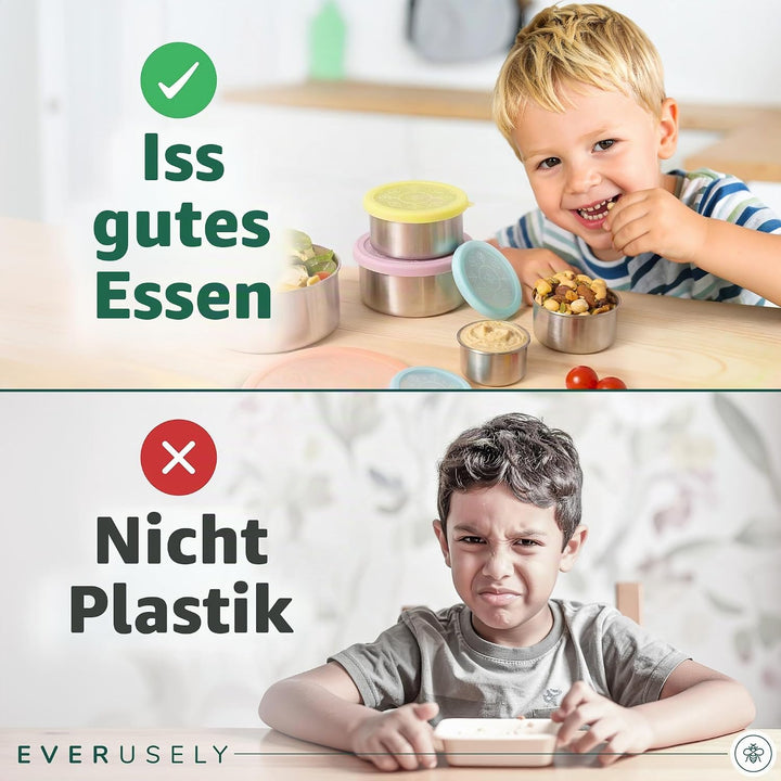 Everusely – Brotdose aus rostfreiem Stahl, auslaufsicher, mit Deckel – 5er-Set, Sorbet-Kollektion –