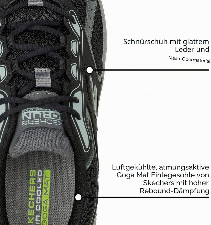 Skechers Herren Go Run Consistent Sneaker 39.5 EU Black Leather Synthetic Gray Trim, 39.5 EU Black L