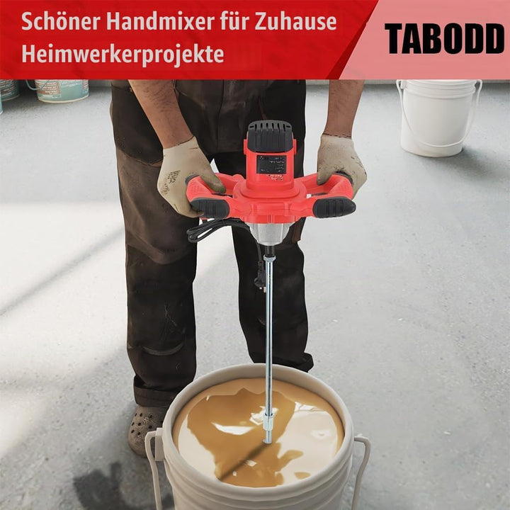TABODD 2100W Rührwerk Mörtelrührer, 800r/ min 6 Stufen Handrührgeräte Mischer Rührer Rührgerät Mörte