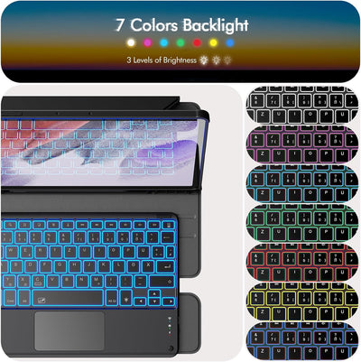 INFILAND für Samsung Galaxy Tab S10+ Plus/S9 FE+/S9 Plus Hülle mit Tastatur[Hochpräzises Touchpad],
