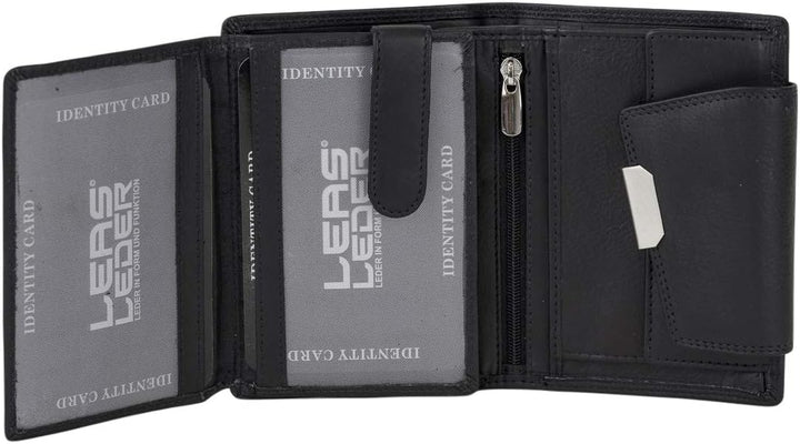 Damenbörse Portemonnaie Geldbörse im Hochformat LEAS in Echt-Leder, schwarz - Ladies-Collection