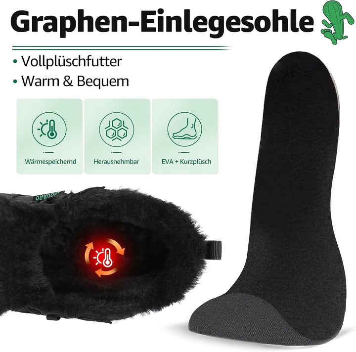 SAGUARO Winter Barfussschuhe Warm Gefüttert Winterschuhe für Damen Herren,EU Gr.36-48, 36 EU Schwarz
