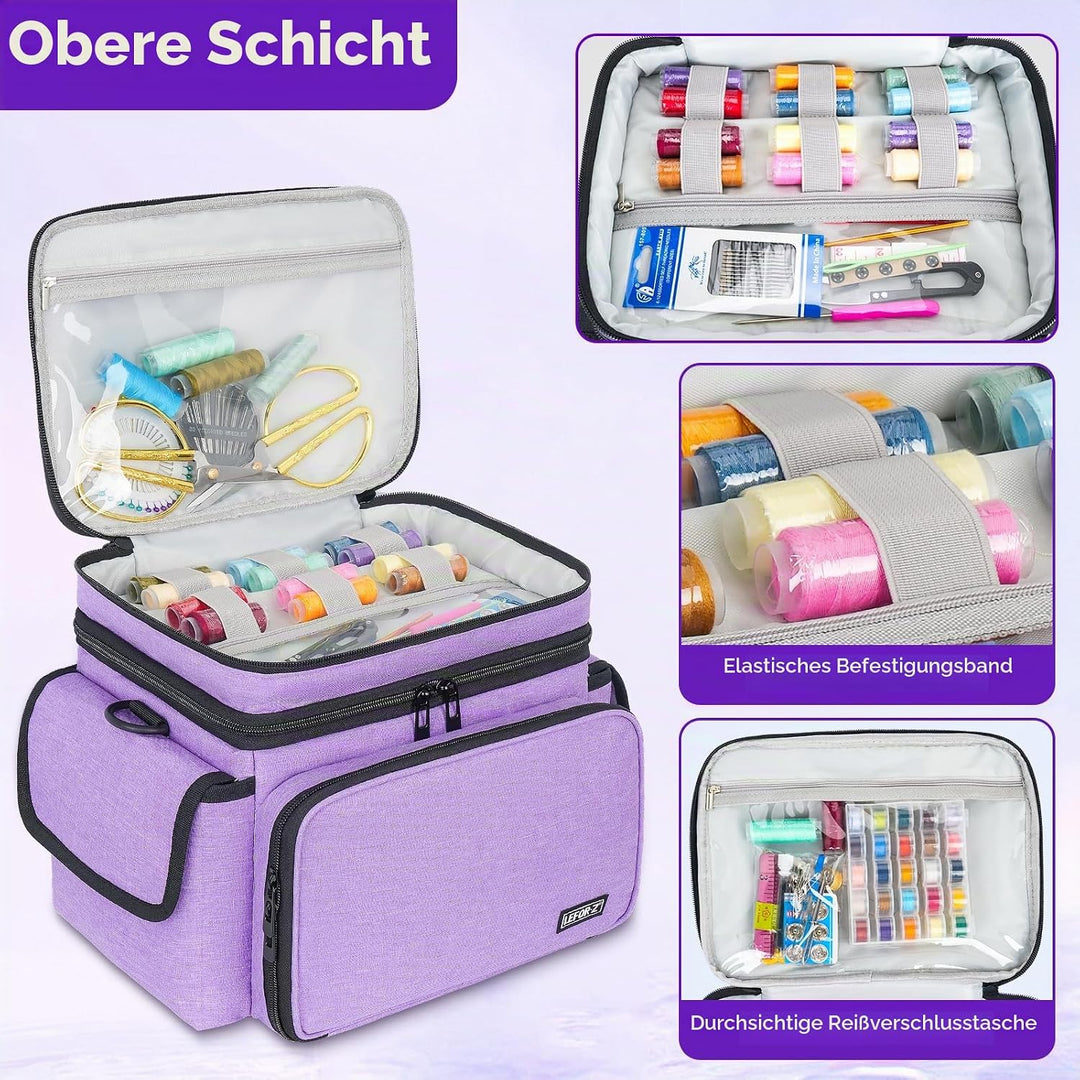 LEFOR·Z Nähzubehör Tasche,Nähset Aufbewahrungstasche Organizer,Doppelschicht Nähzeug Tragetasche für