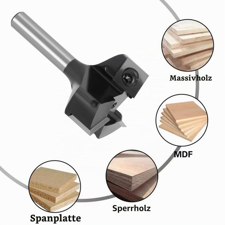 Sinoprotools Planfräser 8mm Schaft, 3-seitigem Hobelfräser mit Wendeplatten 12mm Hartmetallmesser, D