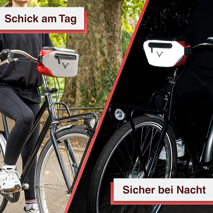 Valkental x KLICKfix 3in1 Lenkertasche 4L, Handyfach, Ebike geeignet | Vollreflektierend für hohe Si