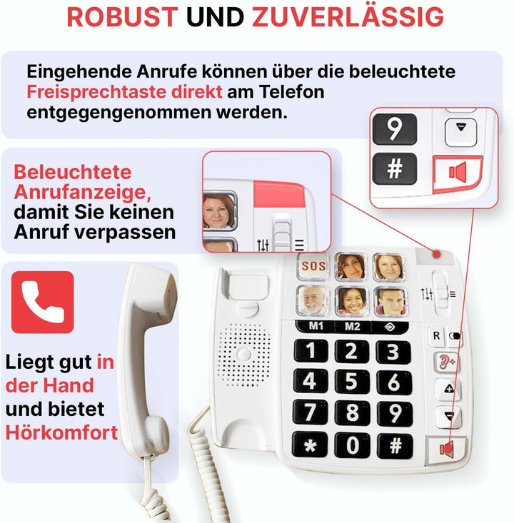 Swissvoice Xtra 1110 schnurgebundenes Telefon mit extra grossen Tasten, sechs Foto-Direktwahltasten,