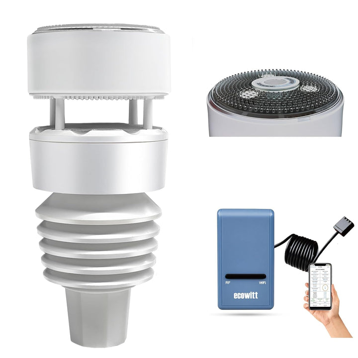 ECOWITT Wetterstation Funk mit Aussensensor GW1108, 7 in 1 Solarstrom Kabellose Aussen-Sensoreinheit