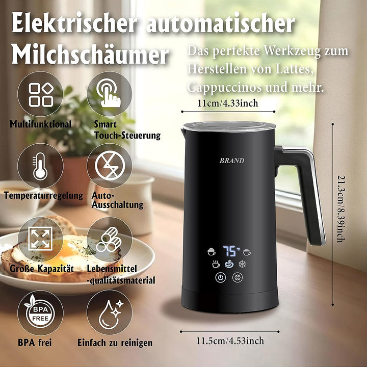 Huogary 5-in-1 Elektromilchdampfer und -schäumer, 12oz / 350ml Warm und kalter Schaumstoff Automatis