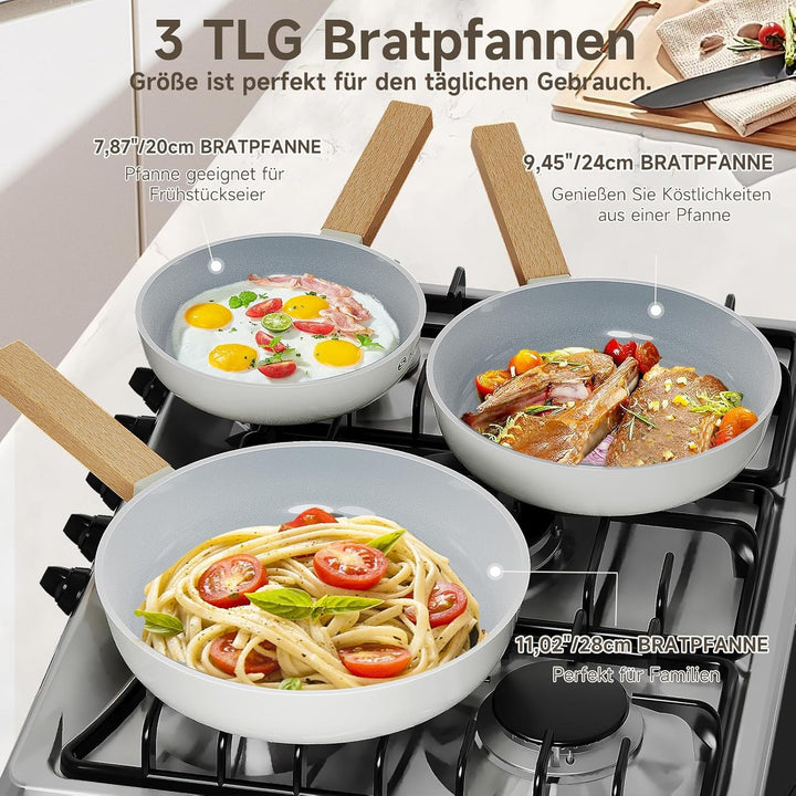 Scheffler Pfannenset Pfanne 20/24/28cm,Bratpfanne Pfannen,beschichtete Pfanne,Pfanne Induktion mit A