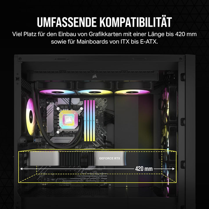 CORSAIR 5000D CORE AIRFLOW Mid Tower ATX PC-Gehäuse - Ohne Lüfter - Gehärtetes Glas-Seitenteil - Des