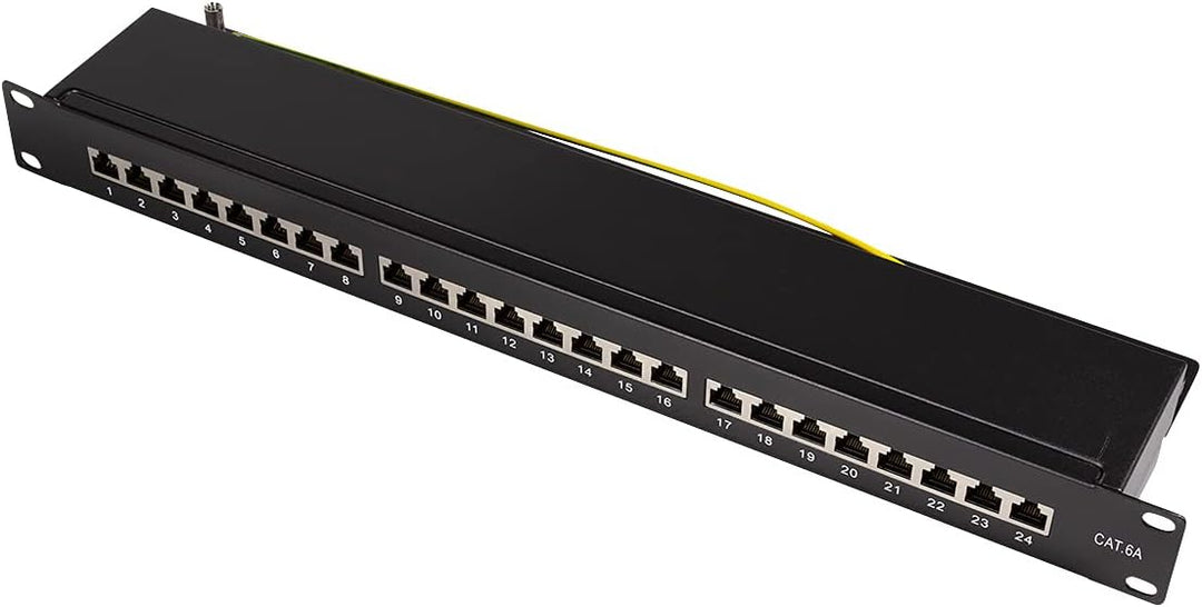 LogiLink Professional PrimeLine Cat.6A (500 MHz) Patchpanel schwarz, 19", STP (geschirmt) 24-Port (R