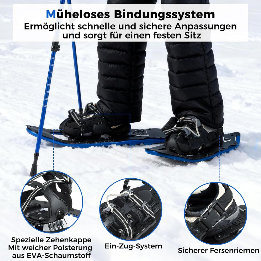 COSTWAY Schneeschuhe mit Steighilfe, Schuhgrösse 35-45 bis 68/90kg, leichtes Schneeschuh-Set aus Alu