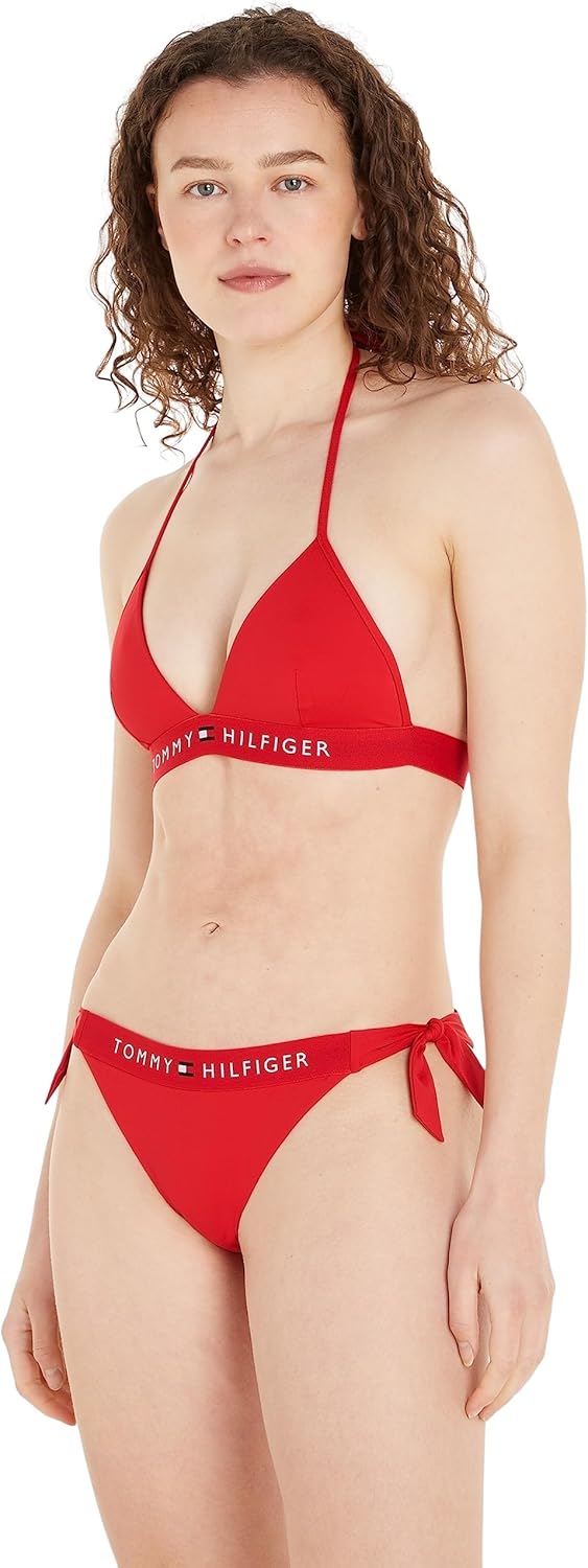 Tommy Hilfiger Damen Bikinihose Seitliche Schnürung Side Tie Cheeky Bikini Sport L Rot (Primary Red)