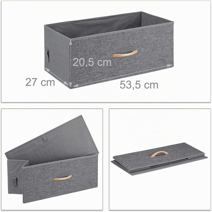 Relaxdays Schubladenschrank mit Rollen, 4 Stoff Schubladen, Deko Stoffschrank, Holzoptik, HBT 93 x 5