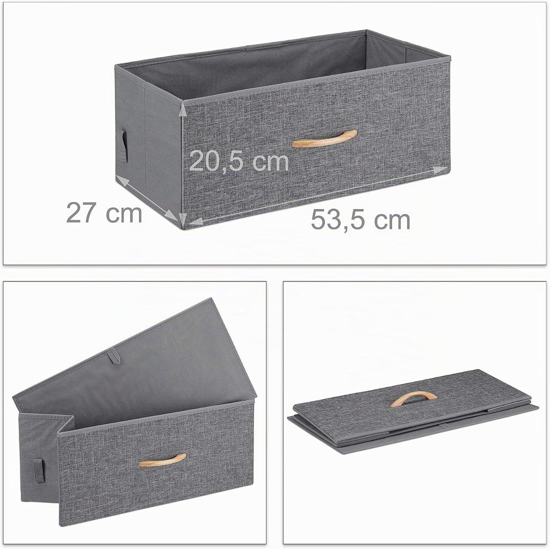 Relaxdays Schubladenschrank mit Rollen, 3 Stoff Schubladen, Deko Stoffschrank, Holzoptik, HBT 74,5 x