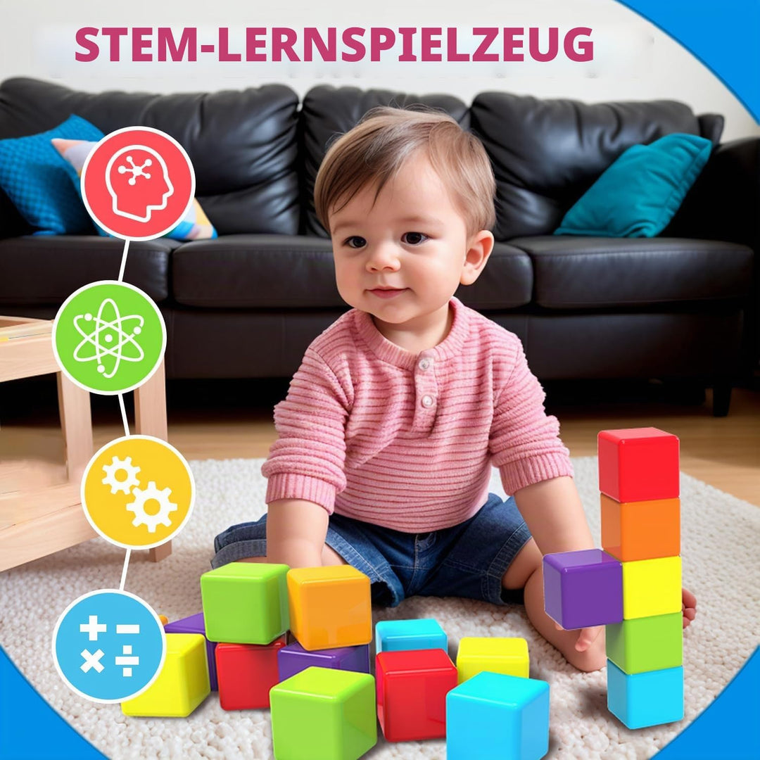 Pairez Toys Magnetische Bausteine, 1,65 Zoll grosse magnetische Stapelwürfel für Kleinkinder, sensor
