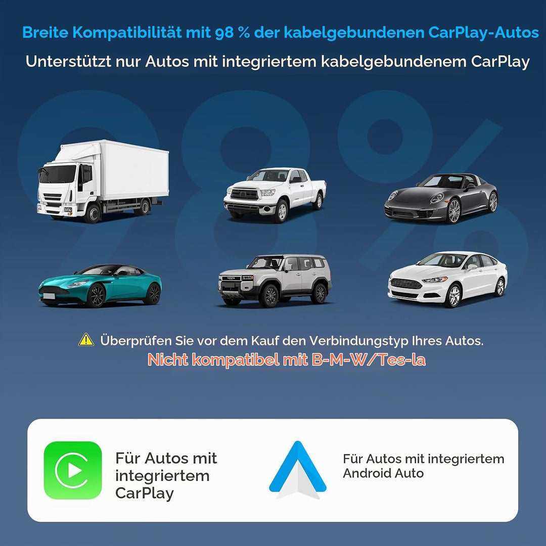 MYPIN 2-in-1 Wireless CarPlay Adapter für iPhone und Android Auto, Plug &amp; Play Konnektivität, Kompat