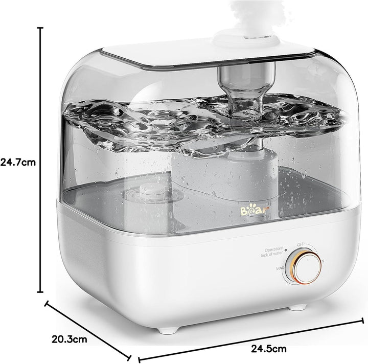 BEAR 5L Top-Füllung Luftbefeuchter,360° Dehbarer Dampfdüse,28dB Ultraleise für Babys und Pflanzen, 3