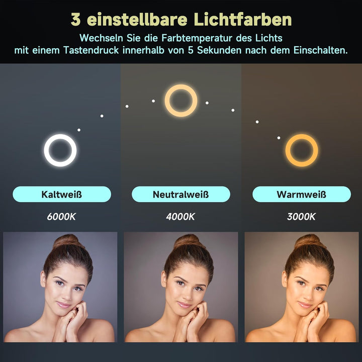 SONNI Badspiegel mit Beleuchtung 120×60 cm Uhr Temperaturanzeige LED Badspiegel mit Touchschalter Ba