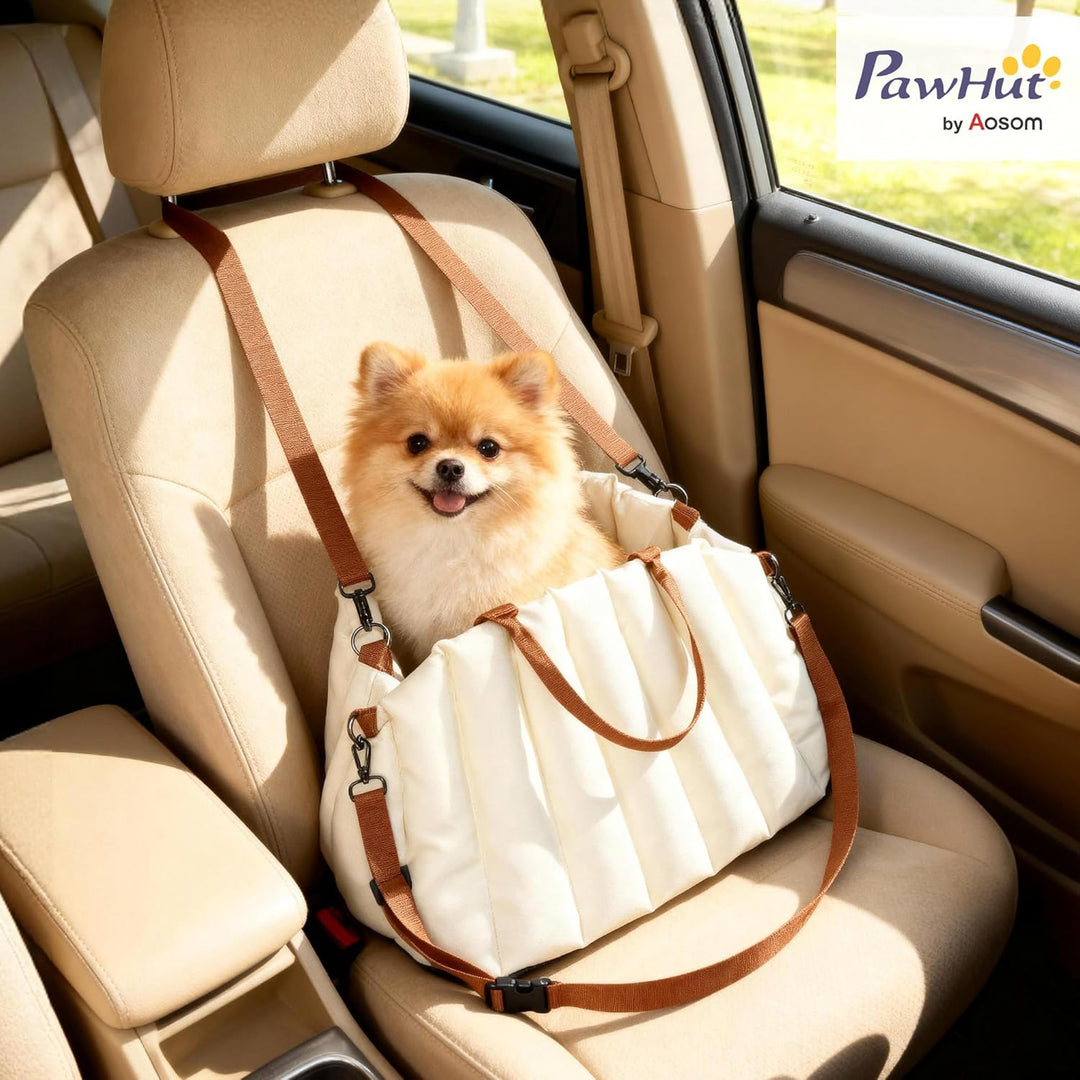 PawHut Hundetasche Hundetragetasche mit Sicherheitsgurt, rutschfestem Boden, Kissen, Hunde Autositz