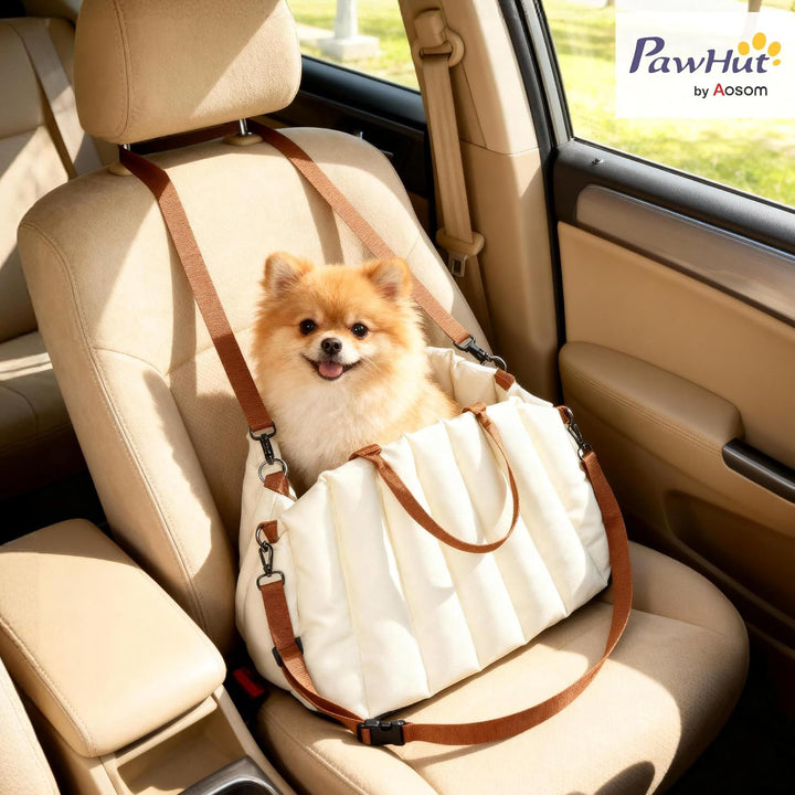 PawHut Hundetasche Hundetragetasche mit Sicherheitsgurt, rutschfestem Boden, Kissen, Hunde Autositz