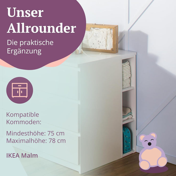 Puckdaddy Moritz | Stauraumregal kompatibel mit IKEA Malm Kommoden | 19x30x75cm | Regal aus Holz in