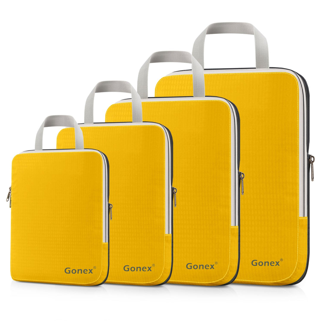 Compression Packing Cubes 3/4er Set, Gonex Kleidertaschen 4-teilig Verpackungswürfel, Kleidertaschen