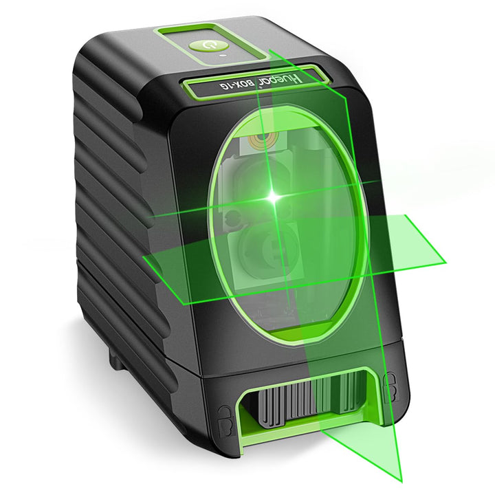 Huepar BOX-1G Kreuzlinienlaser Grün, Linienlaser Selbstnivellierenden mit Pulsfunktion, Umschaltbar
