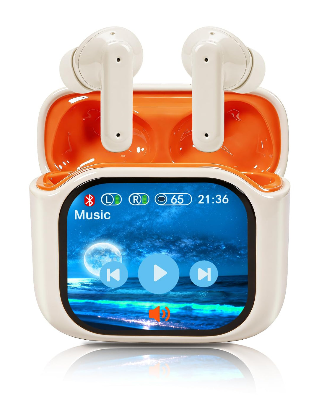 Bluetooth Kopfhörer, In-Ear-Kopfhörer mit Touchscreen, Orange | ANC Kabellose Kopfhörer Kabellos, Bl