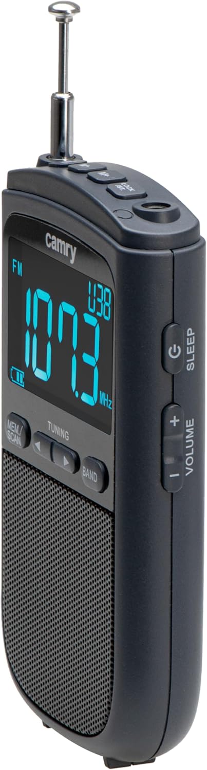 Camry CR 1905 Tragbares Digitalradio, LCD-Display, FM/Am, Akku 900 mAh, USB-C, Teleskopantenne, Schw