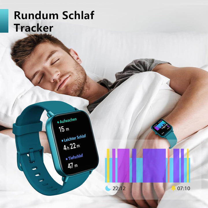 Smartwatch Herren mit Telefonfunktion, Alexa eingebaute, 1.8'' Fitnessuhr Damen mit Herzfrequenz, Sp