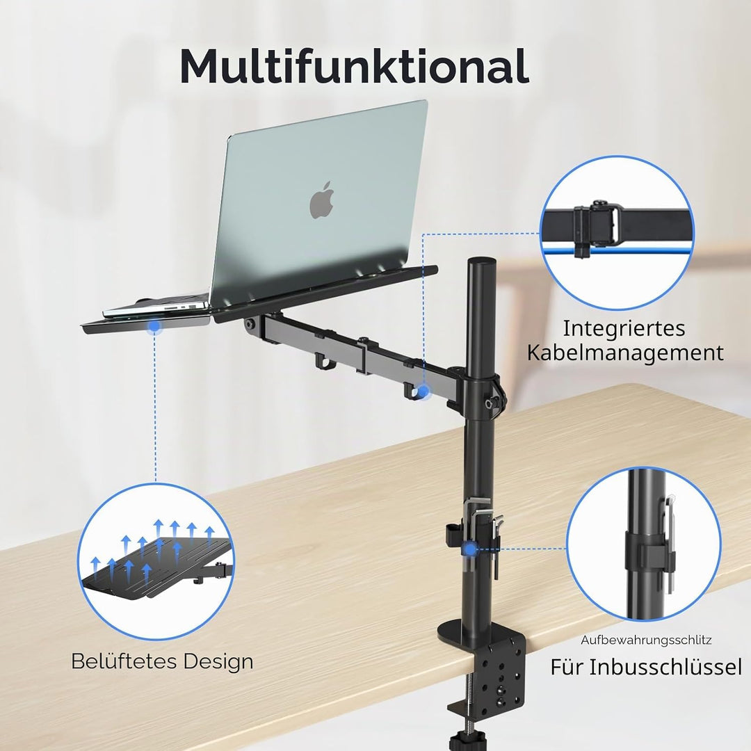 suptek Monitor Arm mit Laptop Halterung Volleinstellbar für 13"-27" Bildschirme Volleinstellbar (40c