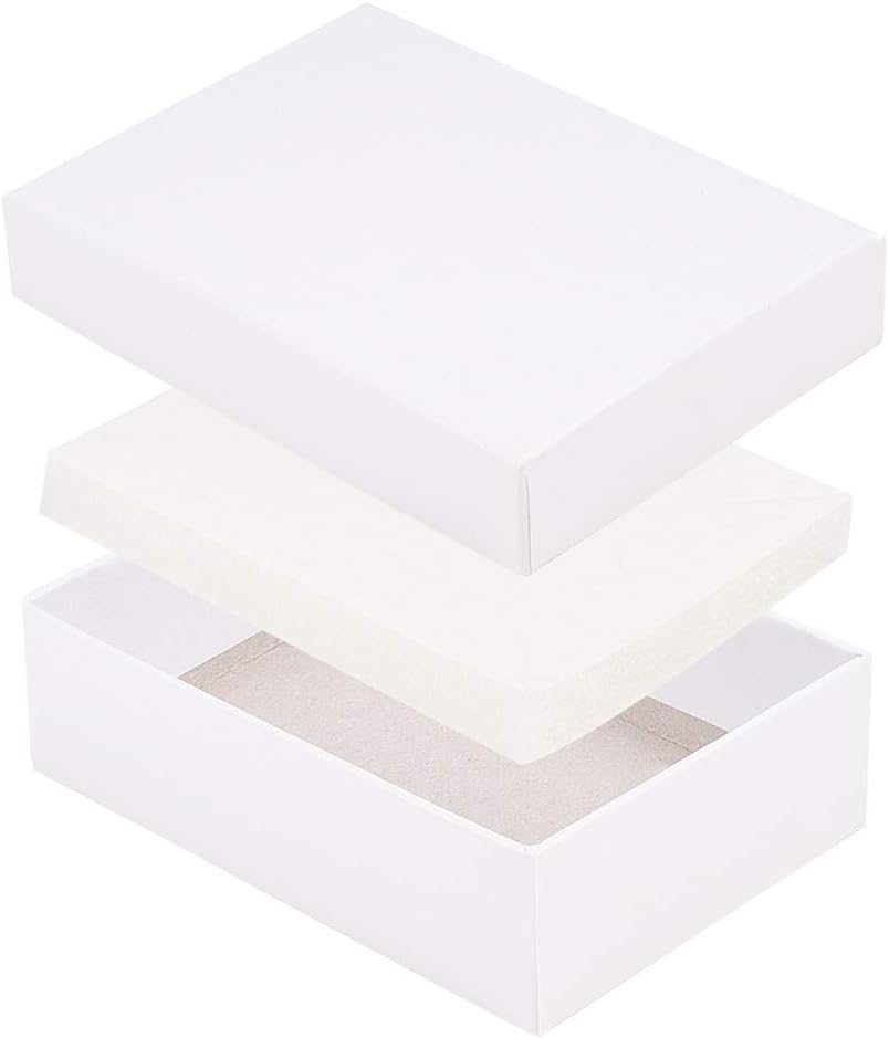 nbeads 60 Stück Weiss Karton Schmuck Box Rechteck Pappschachteln Schmuckschatulle Verpackung Box mit