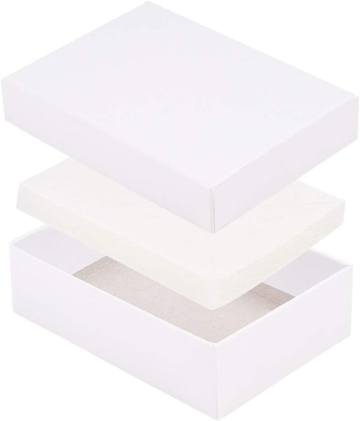 nbeads 60 Stück Weiss Karton Schmuck Box Rechteck Pappschachteln Schmuckschatulle Verpackung Box mit