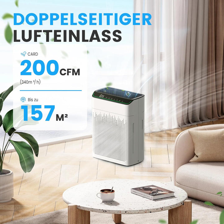 Luftreiniger Allergiker für Wohnung Raucherzimmer, Air purifier, CADR 340m³/h für 157㎡ Raucherzimmer