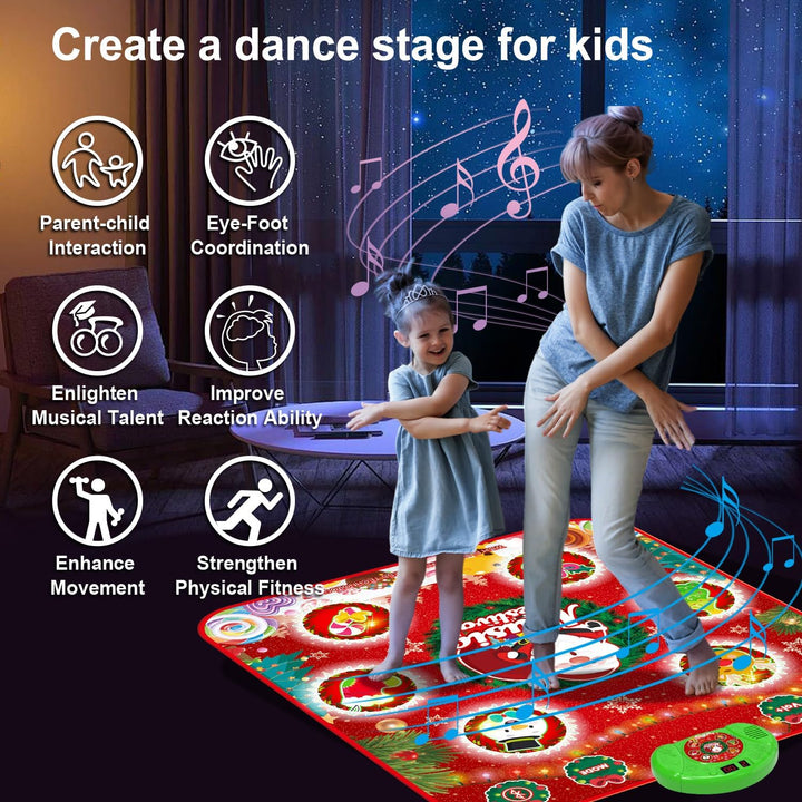 LEAPRCSTORE Tanzmatte Kinder Spielzeug, Musikmatte mit 6 Led-Leuchten, Drahtloser Bluetooth, 6 Spiel