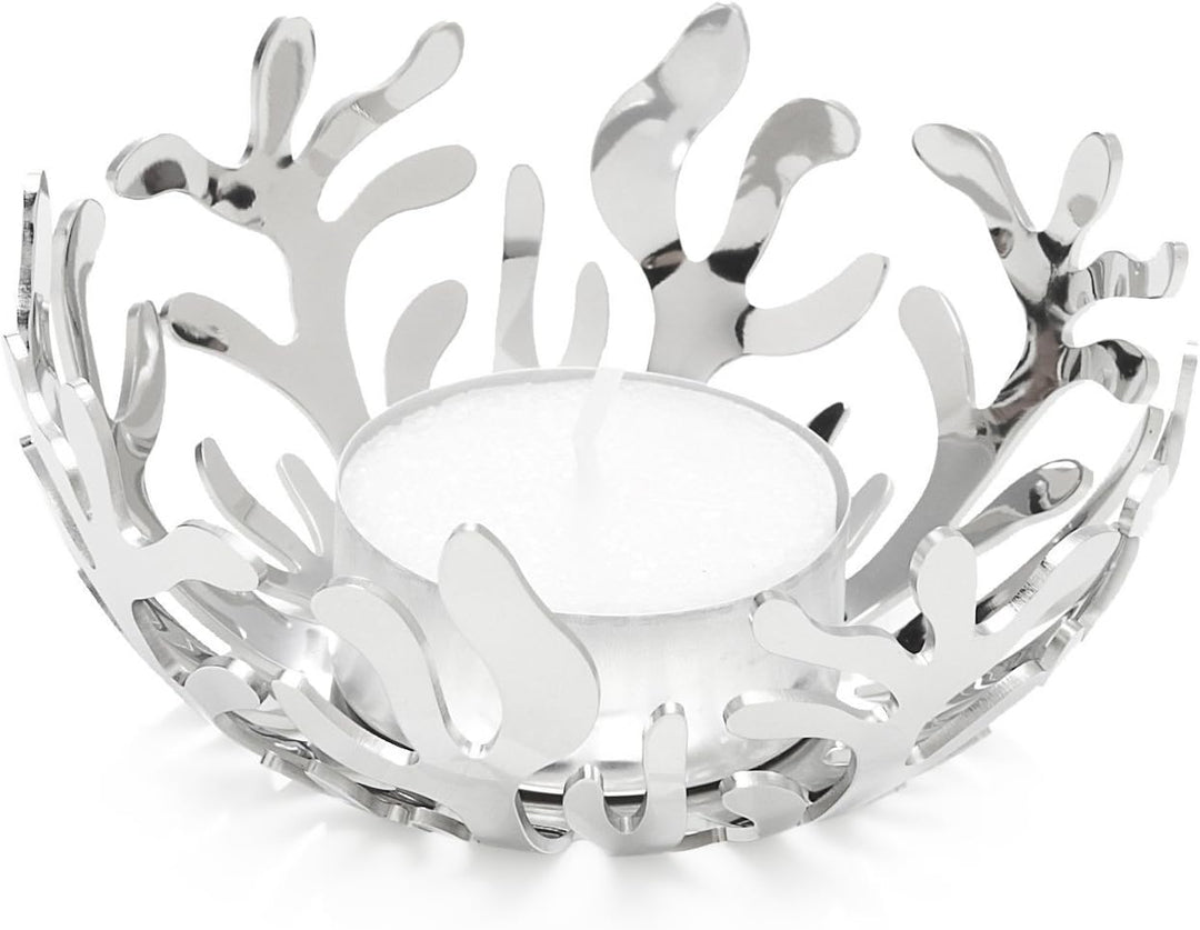 Alessi "Mediterraneo" Teelichthalter, Edelstahl, Ã˜ 9cm, H 4cm Rostfreier Edelstahl, Rostfreier Edel