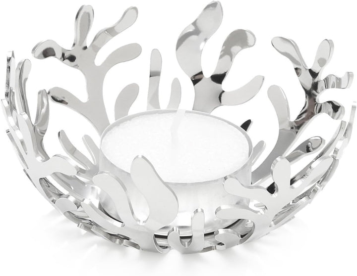 Alessi "Mediterraneo" Teelichthalter, Edelstahl, Ã˜ 9cm, H 4cm Rostfreier Edelstahl, Rostfreier Edel
