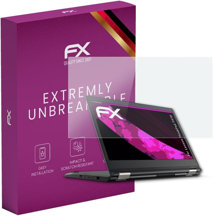 atFoliX Glasfolie kompatibel mit Lenovo ThinkPad T470 Panzerfolie, 9H Hybrid-Glass FX Schutzpanzer F