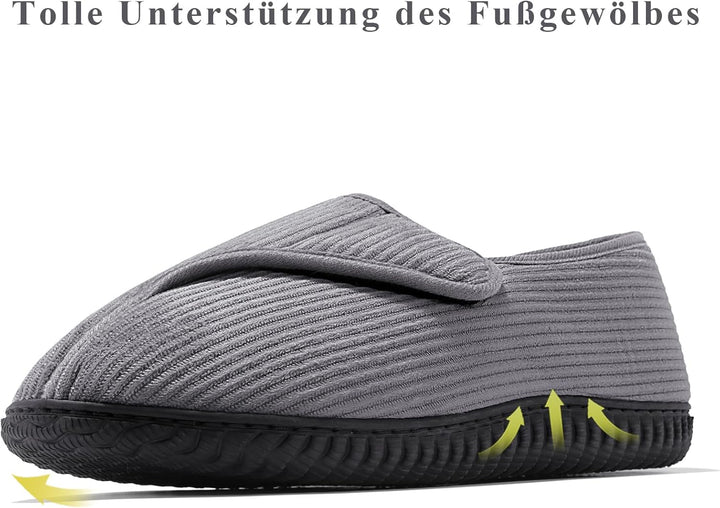Git-up Herren Diabetiker Hausschuhe Schuhe Arthritis Ödem Verstellbare Verschluss Memory Foam Haussc