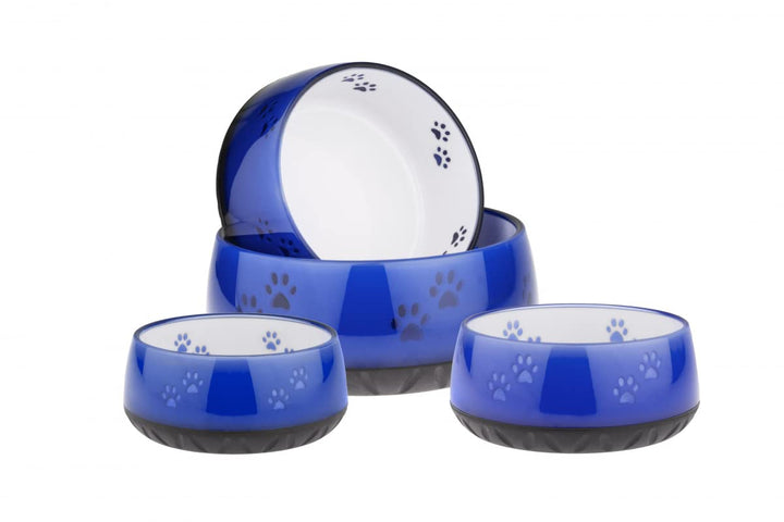EHASO Hundenapf mit Pfötchen - Futter- und Trinknapf für kleine und grosse Hunde, unifarben (Blau, 1