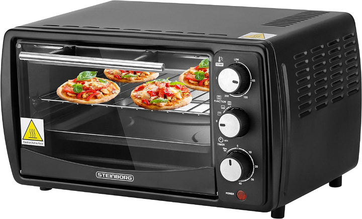 Mini Backofen 13 Liter | 65°-230°C | Timer | aufklappbares Krümelblech | Minibackofen | Backofen | K
