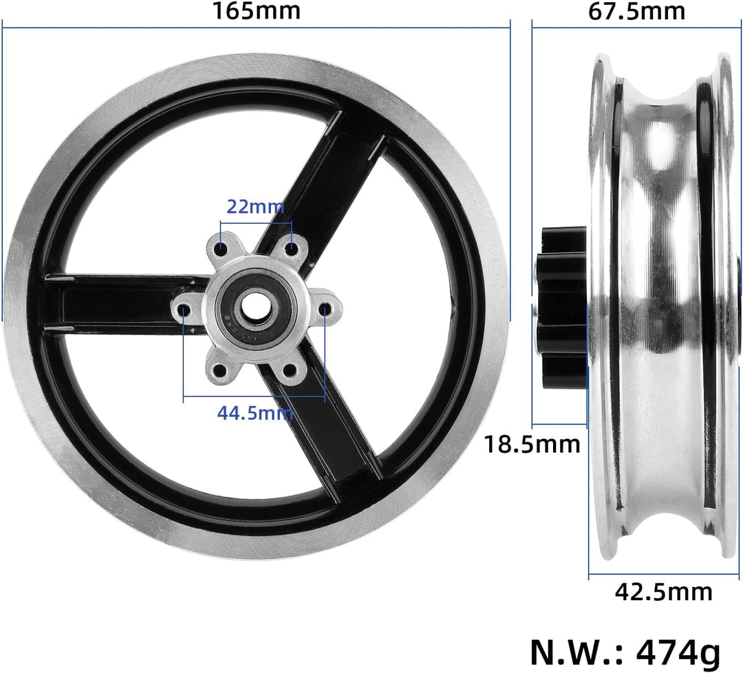 10 x 2,5 Zoll Radnabe vorne für Kugoo M4 Scooter 10 Zoll Scheibenbremsfelge
